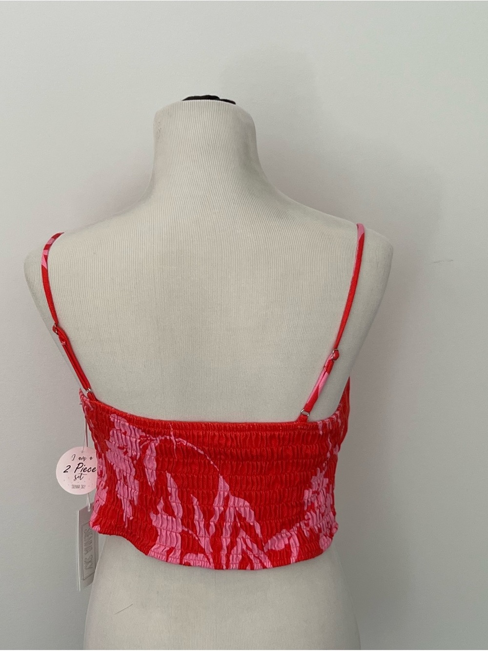 Sienna Sky Red & Pink Floral Cropped Cami with Wide Leg Pants Matching Set - Picture 6 of 13
